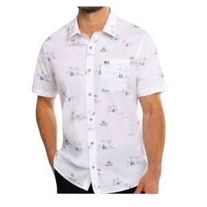Travis Mathew White Nautical Print Shirt
